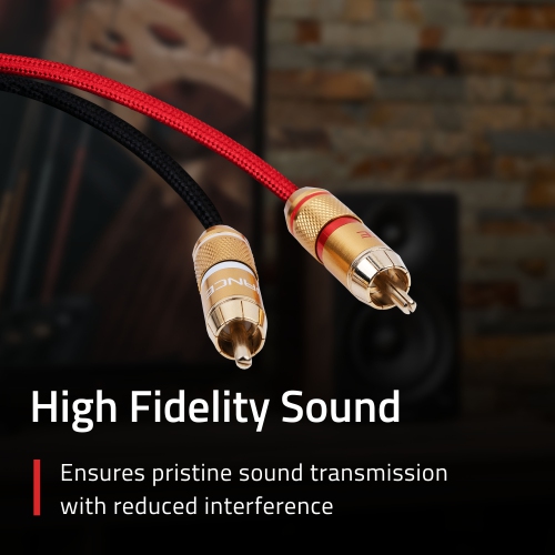 Fluance RCA Cable, 2-Male to 2-Male Gold-Plated Plugs for Preamplifier, CD player, Turntable, and Hi-Fi system - 6 Feet