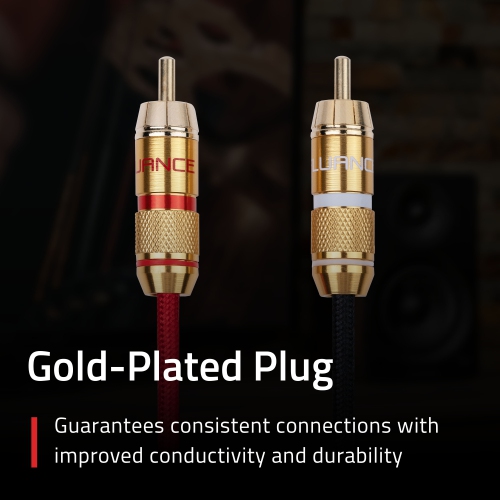 Fluance RCA Cable, 2-Male to 2-Male Gold-Plated Plugs for Preamplifier, CD player, Turntable, and Hi-Fi system - 6 Feet