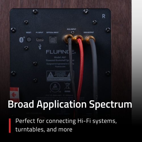 Fluance RCA Cable, 2-Male to 2-Male Gold-Plated Plugs for Preamplifier, CD player, Turntable, and Hi-Fi system - 6 Feet