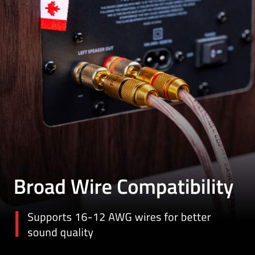 Fluance Banana Plug 24K Gold-plated connectors 16 to 12 AWG speaker wire for Hi-Fi setup Home Theater and Amplifiers