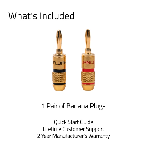 Fluance Banana Plug 24K Gold-plated connectors 16 to 12 AWG speaker wire for Hi-Fi setup Home Theater and Amplifiers