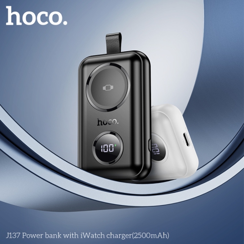 HOCO J137 2500mAh Power bank for Apple Smart Watch Charger mini Pocket Light Power Supply LED digital indicator - Black