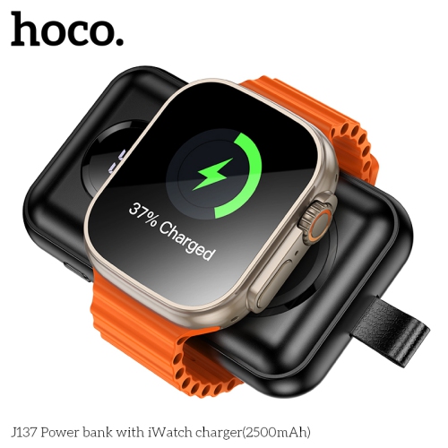 HOCO J137 2500mAh Power bank for Apple Smart Watch Charger mini Pocket Light Power Supply LED digital indicator - Black