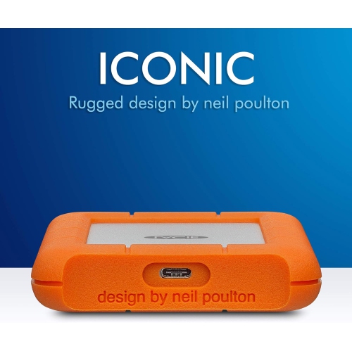 Disque dur externe portatif USB-C Rugged 2 To de LaCie pour PC/Mac - Orange