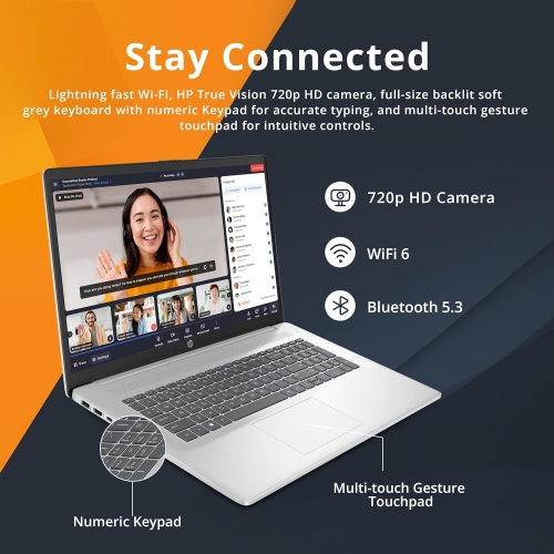 Refurbished - HP 17.3" FHD Business Laptop, Intel Core 5 120U, 1TB PCIe SSD, 16GB RAM, Intel Graphics, Backlit Keyboard, Bluetooth, Windows 11 Home,