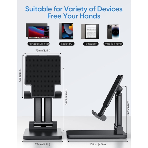 ARZOPA Adjustable Cell Phone/Tablet Stand Black