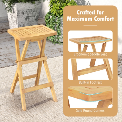 Gymax Outdoor Bar Stools Set of 4 w/ Countered Seat & Footrest Patio Bistro Stools