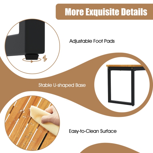 Gymax 2PCS 51'' Wooden Outdoor Bench Patio Dining Bench w/Acacia Wood Seat Natural