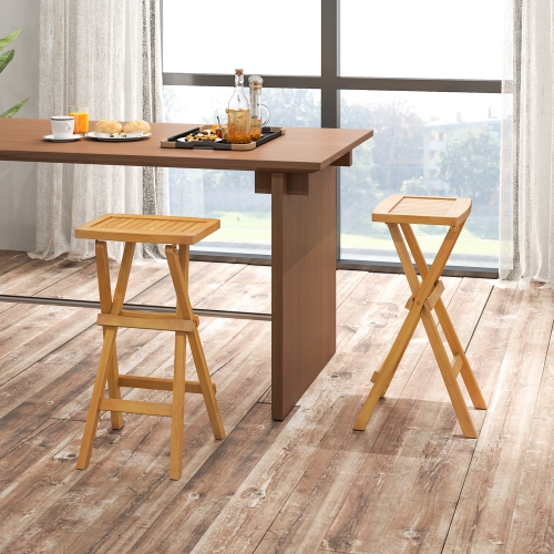 Gymax Outdoor Bar Stools Set of 2 w/ Countered Seat & Footrest Patio Bistro Stools