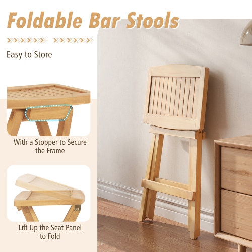 Gymax Outdoor Bar Stools Set of 2 w/ Countered Seat & Footrest Patio Bistro Stools