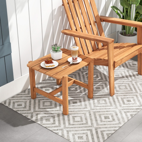 Gymax Patio Teak Wood Side Table with Slatted Tabletop Small Coffee Table for Porch