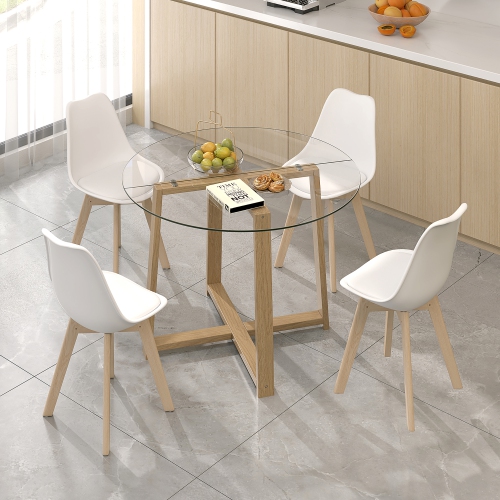 Gymax 42'' Round Glass Dining Table w/ 0.3'' Tempered Glass Tabletop