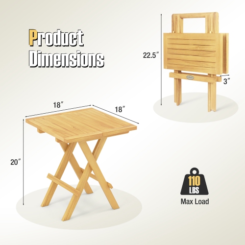 Gymax Patio Folding Side Table w/X-shaped Legs Slatted Tabletop for Backyard Outdoor