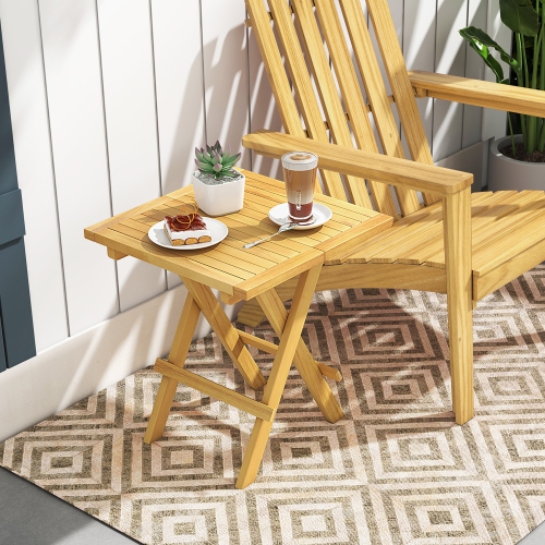 Gymax Patio Folding Side Table w/X-shaped Legs Slatted Tabletop for Backyard Outdoor