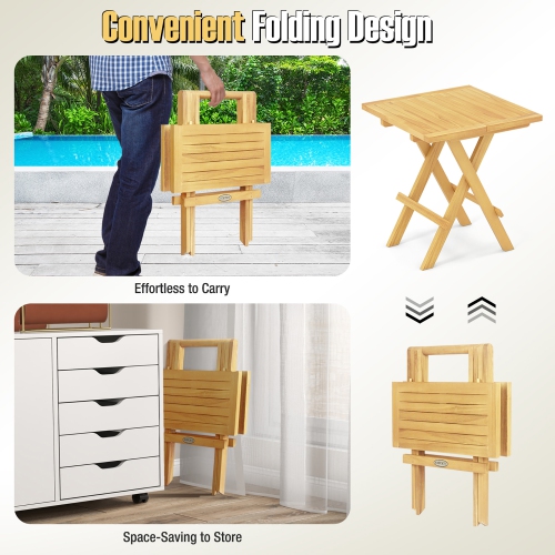Gymax Patio Folding Side Table w/X-shaped Legs Slatted Tabletop for Backyard Outdoor
