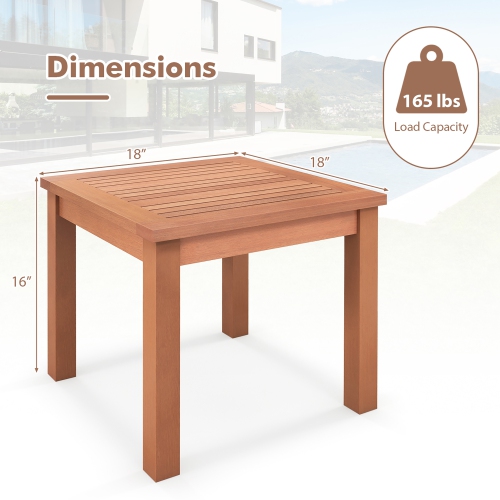 Gymax Outdoor Adirondack Side Table 18'' Square End Table w/ Slatted Tabletop