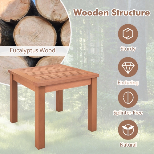 Gymax Outdoor Adirondack Side Table 18'' Square End Table w/ Slatted Tabletop