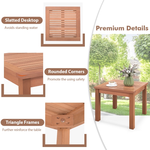 Gymax Outdoor Adirondack Side Table 18'' Square End Table w/ Slatted Tabletop