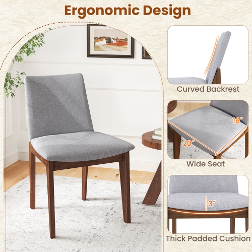 Gymax Wooden Dining Chairs of 2 w/ added Cushions High Curved Back for Dining Room