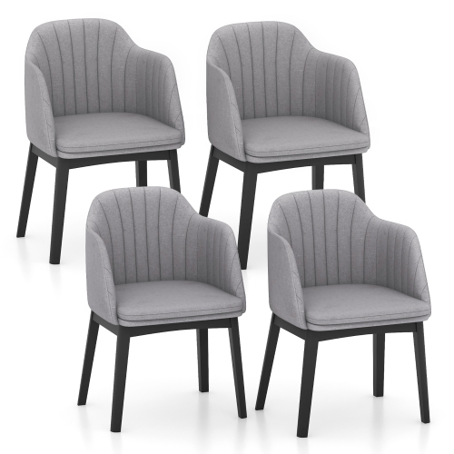 GYMAX  4PCs Modern Dining Chairs Upholstered Velvet Accent Chairs W/ Curved Backrests