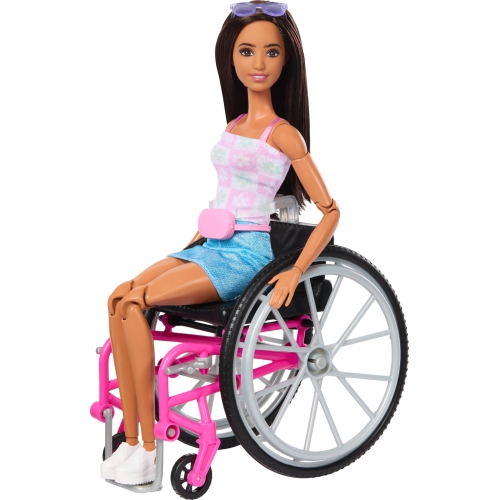 Barbie Doll & Playset with Service Dog, Pink Wheelchair, Ramp & Accessories, Brunette Fashion Doll in Removable Outfit