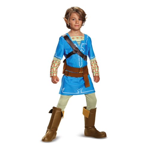 Disguise Link Costume for Kids, Deluxe Official Zelda Tunic with Ears & Boot Covers from Breath of The Wild,Size S(4-6..