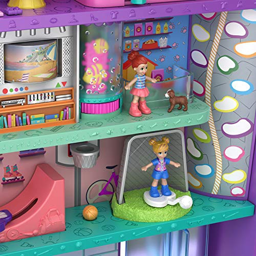 Ensemble de jeu Polly Pocket avec 3 micropoupées, 1 voiture jouet, nourriture et accessoires de magasinage, jouet du centre commercial Pollyville Mega
