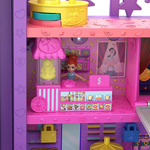 Ensemble de jeu Polly Pocket avec 3 micropoupées, 1 voiture jouet, nourriture et accessoires de magasinage, jouet du centre commercial Pollyville Mega