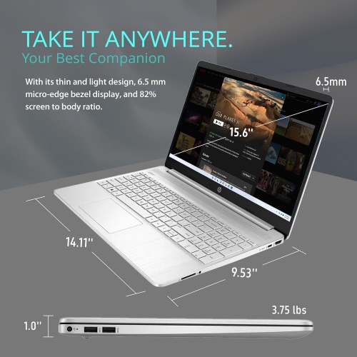 HP 15.6" FHD Laptop, Intel Core i3-1215U, 256GB PCIe SSD, 8GB RAM, Intel UHD Graphics, Numeric Keypad, HD Camera, Bluetooth, Windows 11, Silver by HP - Open Box condition - Image 8