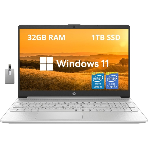 HP  - 15.6" Fhd Laptop, Intel Core I3-1215U, 1Tb PCie SSD, 32GB Ram, Intel Uhd Graphics, Numeric Keypad, HD Camera, Bluetooth, Windows 11