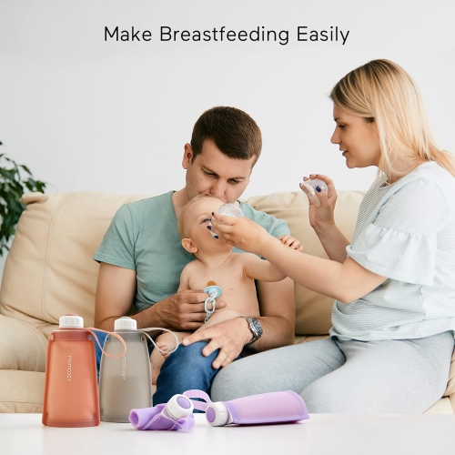 Momcozy Silicone Breastmilk Storage Bags, Reusable Breastmilk Freezer Storing Bags for Breastfeeding, 8.5oz/250ml Breast Milk Saver, Leakproof Baby