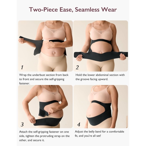 Momcozy Pregnancy Belly Band, CozySupport Ergonest Maternity Belly Band, Invisible Pregnancy Belt for Back, Abdomen, Waist,L Size