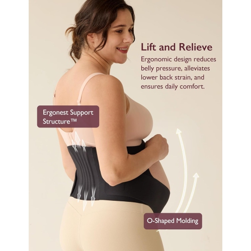 Momcozy Pregnancy Belly Band, CozySupport Ergonest Maternity Belly Band, Invisible Pregnancy Belt for Back, Abdomen, Waist,M Size