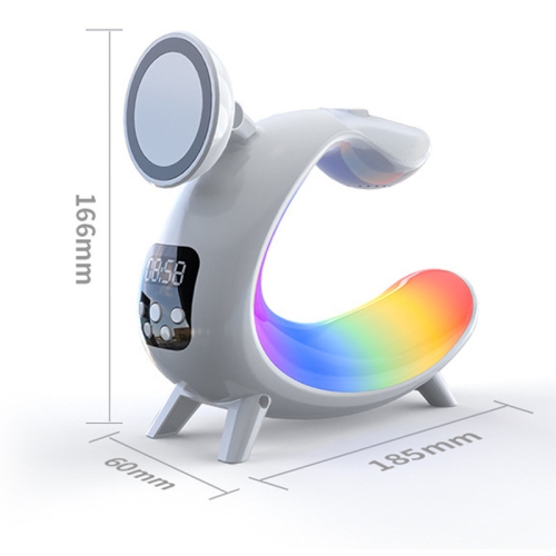 6 in 1 Wireless Charging Station, 15W Fast Magnetic Wireless Charger Stand, Night Light Clock Bluetooth Speaker Loud Bedroom Sleep Ambient Light