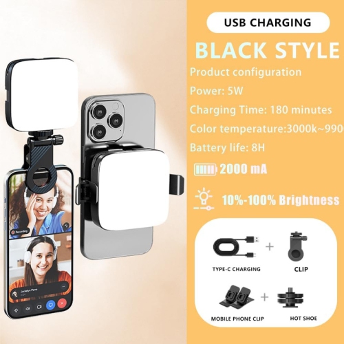 Selfie Light, LED Phone Light Clip with 3 Adjusted Light Modes, 3000K-9900K Video Light for Phone, Eye Friendly Design for