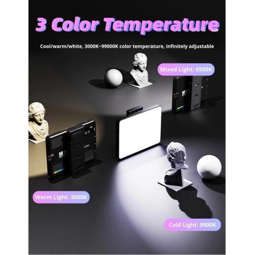 LED Selfie Light for Phone, 1500mAh Rechargeable Selfie Light RGB Full Color Cell Phone Clip on Video Light, Dimming 3000K to 9900K LED Portable