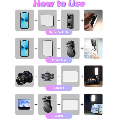 LED Selfie Light for Phone, 1500mAh Rechargeable Selfie Light RGB Full Color Cell Phone Clip on Video Light, Dimming 3000K to 9900K LED Portable