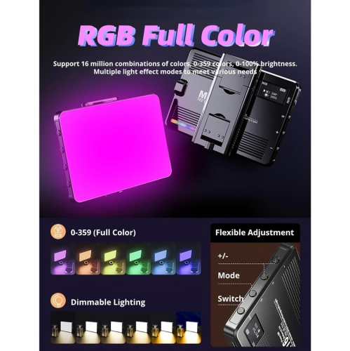 LED Selfie Light for Phone, 1500mAh Rechargeable Selfie Light RGB Full Color Cell Phone Clip on Video Light, Dimming 3000K to 9900K LED Portable