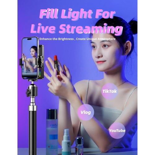 LED Selfie Light for Phone, 1500mAh Rechargeable Selfie Light RGB Full Color Cell Phone Clip on Video Light, Dimming 3000K to 9900K LED Portable