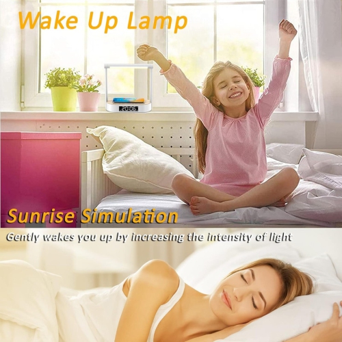 Bedside Lamp with Wireless Charger for All Qi Devices, 3 in 1 Touch Control Reading Light Rotatable 120°, Wake up Light Alarm Clock, 3 Brightness