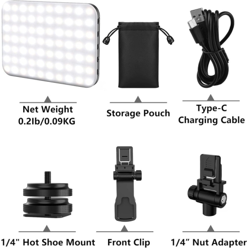 Selfie Light, 60 LED 2200mAh Rechargeable Cell Phone Fill Light 7 Modes, 10-Level Brightness, Portable Clip on Light