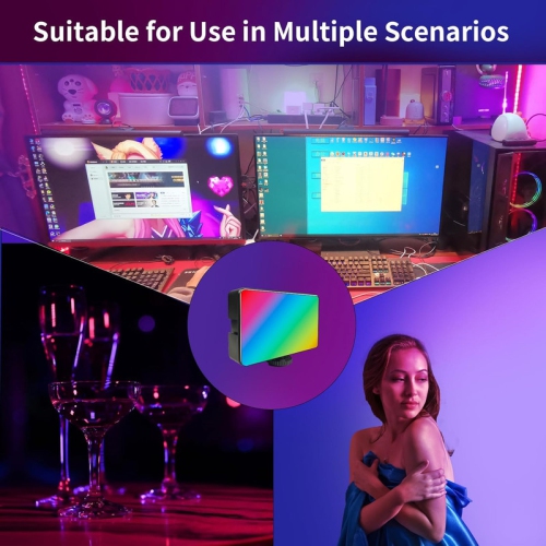 RGB Video Light Portable LED Camera Light for Photography with 3 Cold Shoe Mounts Studio Lights 2500K-7000K 1800mAh Rechargeable DSLR Lighting