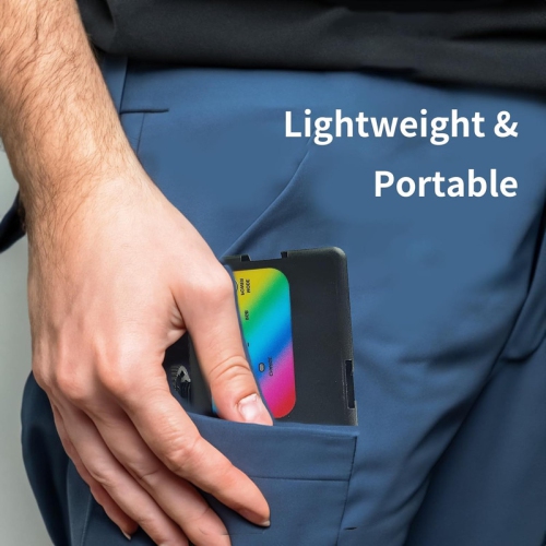 RGB Video Light Portable LED Camera Light for Photography with 3 Cold Shoe Mounts Studio Lights 2500K-7000K 1800mAh Rechargeable DSLR Lighting