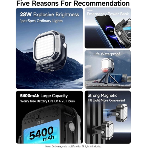 Fill Light 28W LED Fill Lamp Ultra Bright Photo and Video Lighting Rechargeable Fill Light with Cold Shoe for Photography Photography