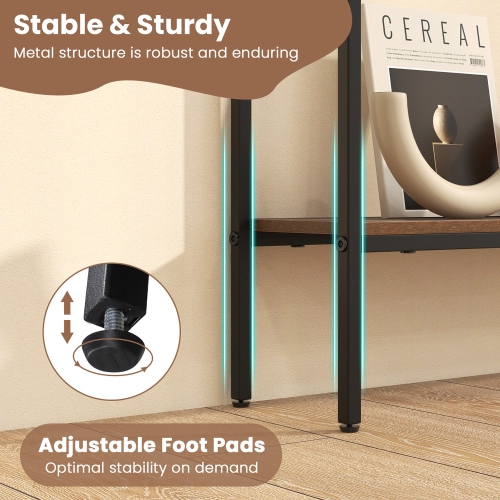 Gymax 44'' Narrow Entryway Table Console Table w/ Shelf & Dual Anti-Tipping Kits Brown & Black