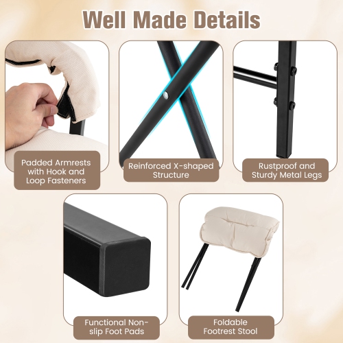 Gymax Modern Accent Chair w/ Ottoman Linen Fabric Arm Chair w/ Adjustable Backrest