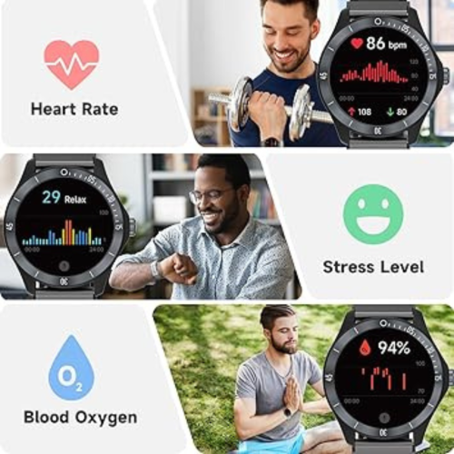 Smart Watch for Men Alexa Built-in, 44mm Fitness Tracker with Answer/Make Calls, IP68 Waterproof/Sleep Tracker/100 Sports, Fitness Watch Compatible