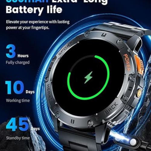 LIGE Military Smart Watch with Bluetooth Call,1.43" HD AMOLED Fitness Tracker with IP68 Waterproof 100+Sports Modes for Android iOS, 530mAh