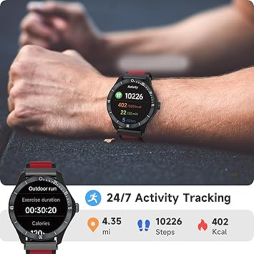 Smart Watch for Men Alexa Built-in, 44mm Fitness Tracker with Answer/Make Calls, IP68 Waterproof/Sleep Tracker/100 Sports, Fitness Watch Compatible