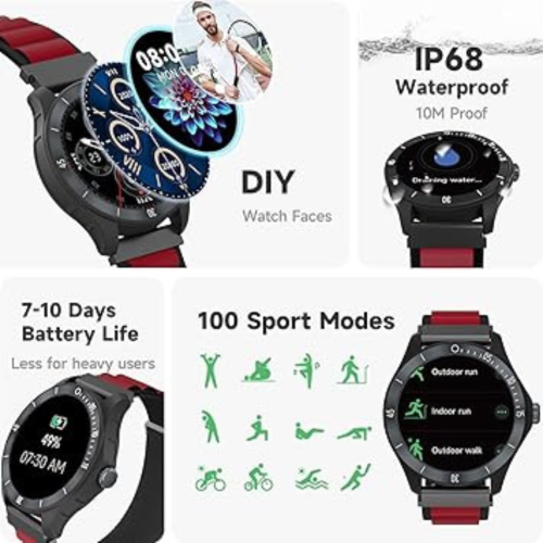 Smart Watch for Men Alexa Built-in, 44mm Fitness Tracker with Answer/Make Calls, IP68 Waterproof/Sleep Tracker/100 Sports, Fitness Watch Compatible